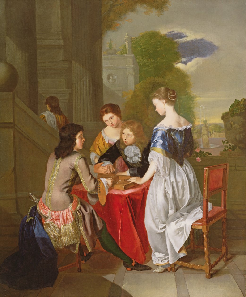 Elegant selskap som spiller backgammon av Nicolaes Verkolje