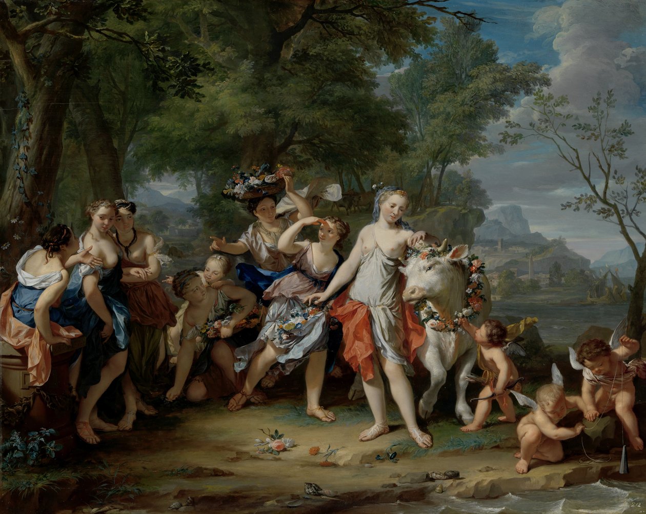 Voldtekten av Europa, ca. 1735-40 av Nicolaes Verkolje