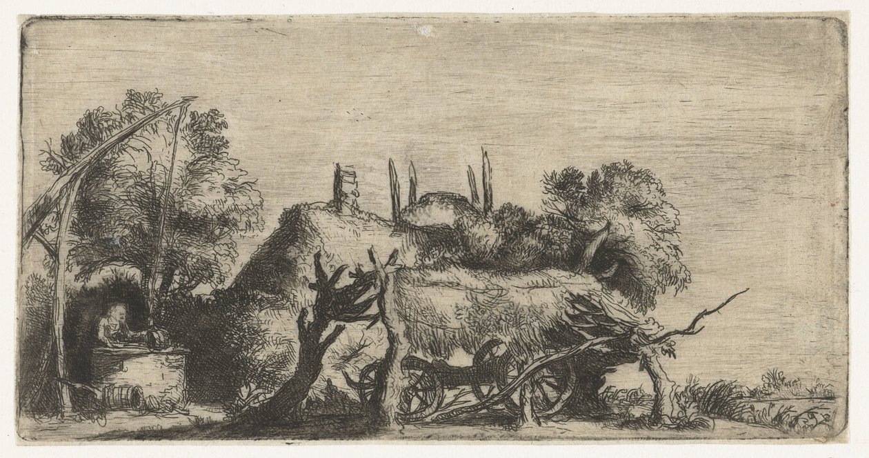 Landskap med brønn og vogn av Nicolaes Anthoni Flinck (attributed to)