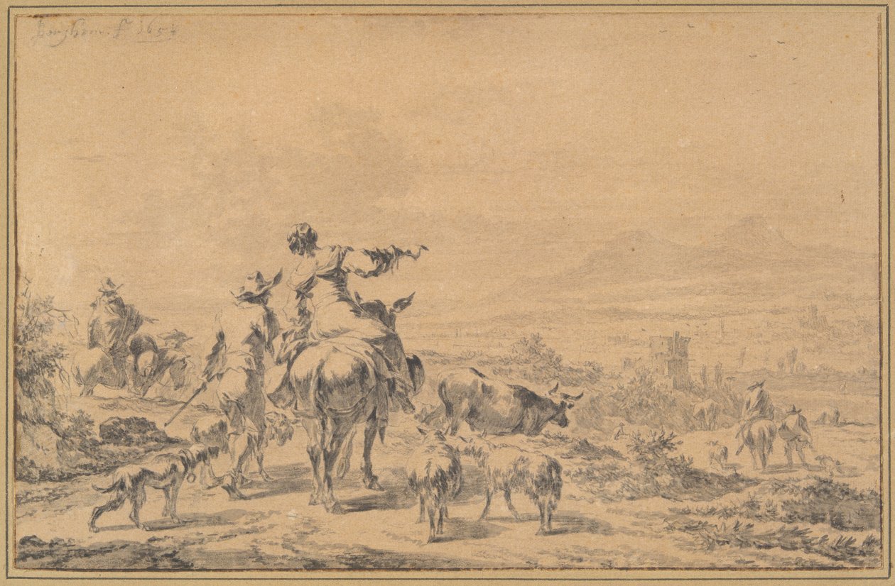 Gjeter i et italiensk landskap av Nicolaes Berchem