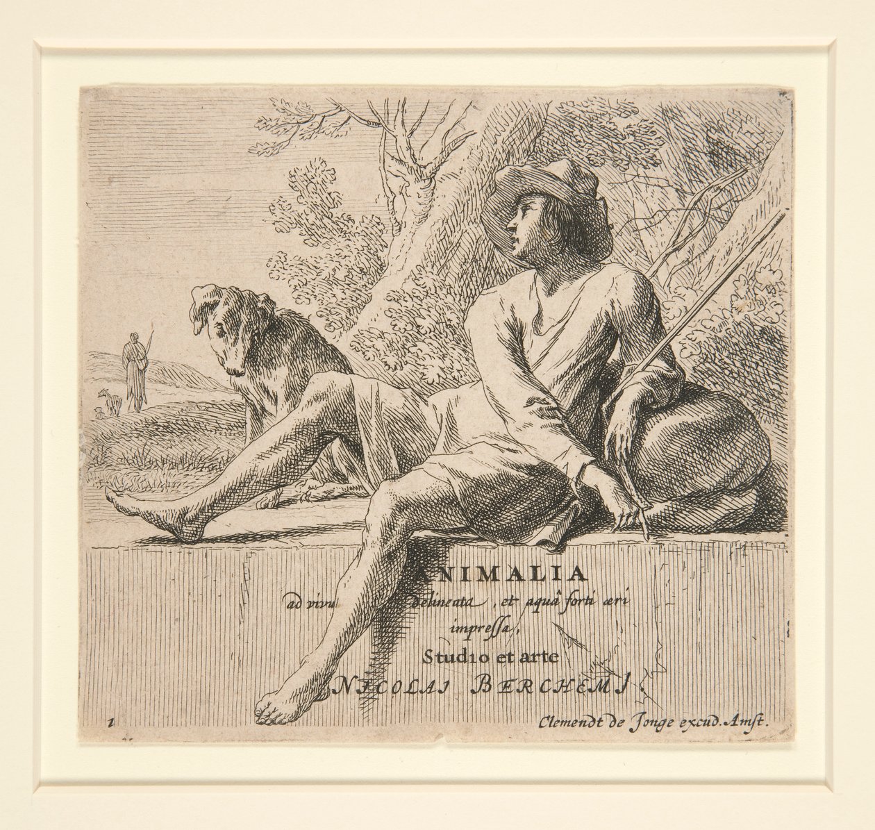Hyrde sittende på en stein (fra av Nicolaes Berchem