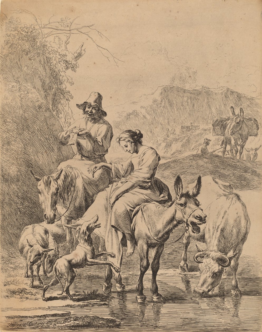 Hyrdeinne på et esel, 1655. av Nicolaes Berchem