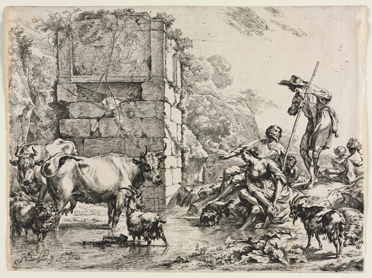 Kua som drikker av Nicolaes Berchem