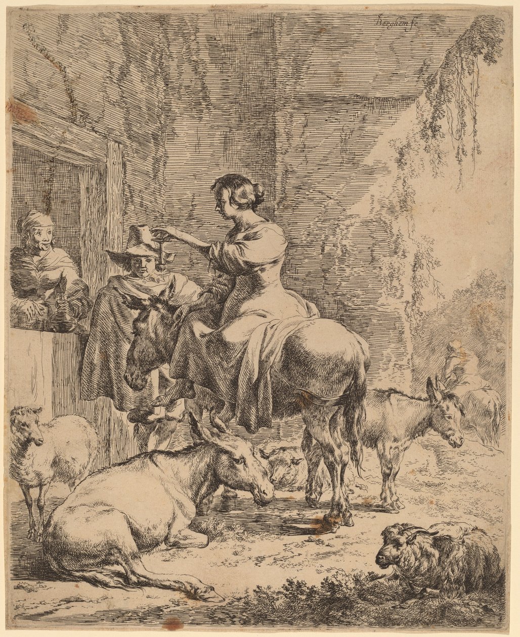 Resten før vertshuset. av Nicolaes Berchem