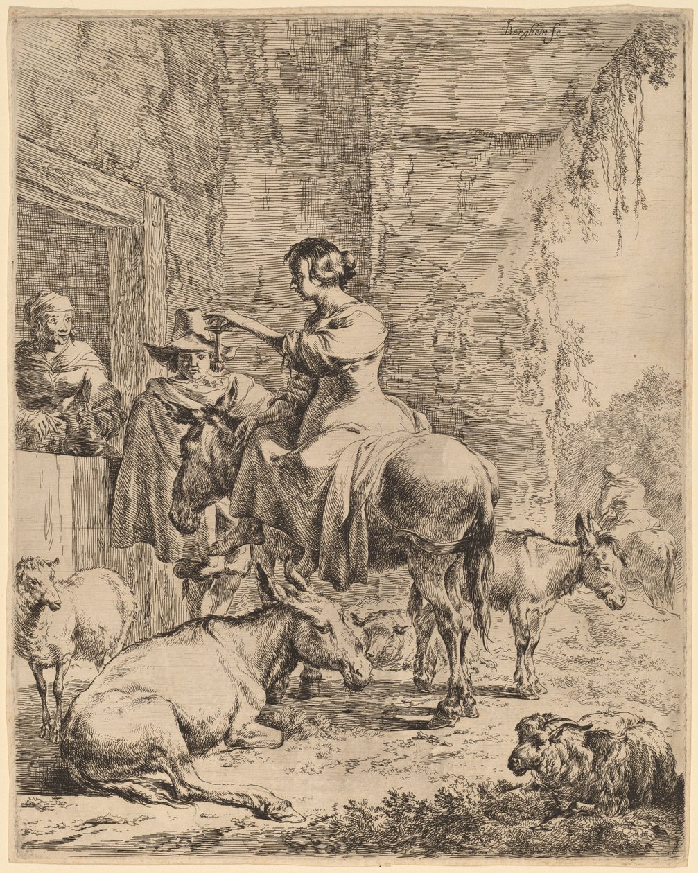 Resten før vertshuset. av Nicolaes Berchem