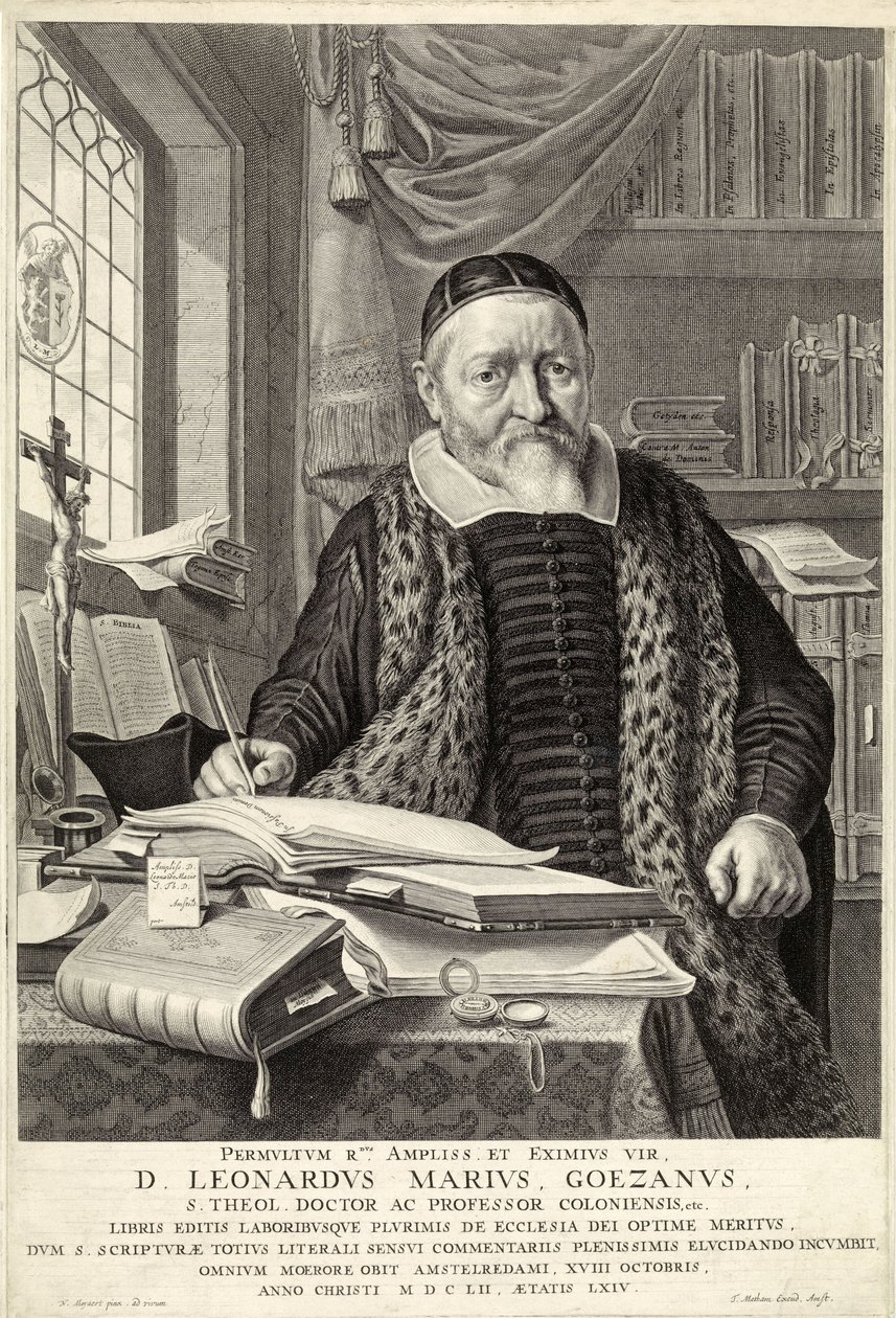 D. Leonardus Marius Goezanus, pub. 1654 (gravering) av Nicolaes Cornelisz (c.1592 1655) Moeyaert