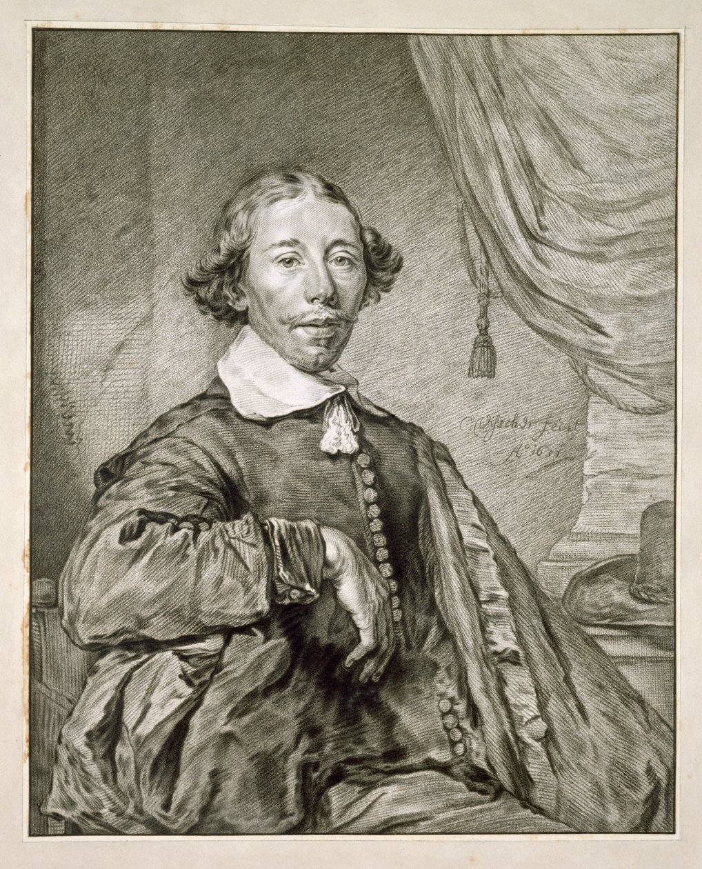 Portrett av en mann, 1681 (litho) av Nicolaes Jansz Visscher