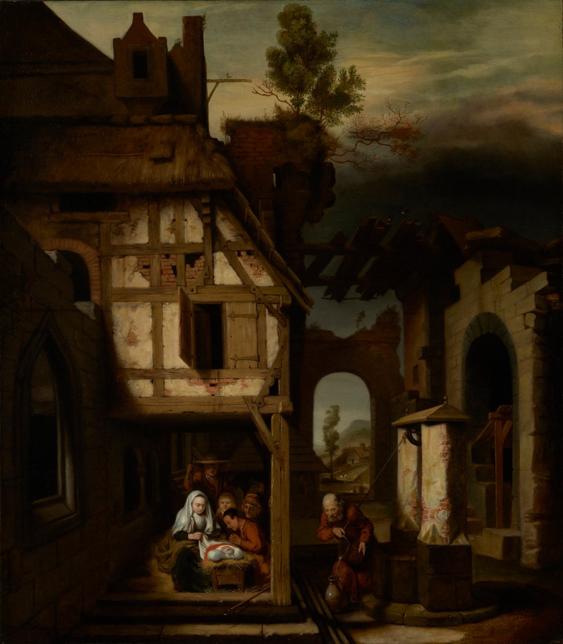 Tilbedelse av hyrdene av Nicolaes Maes