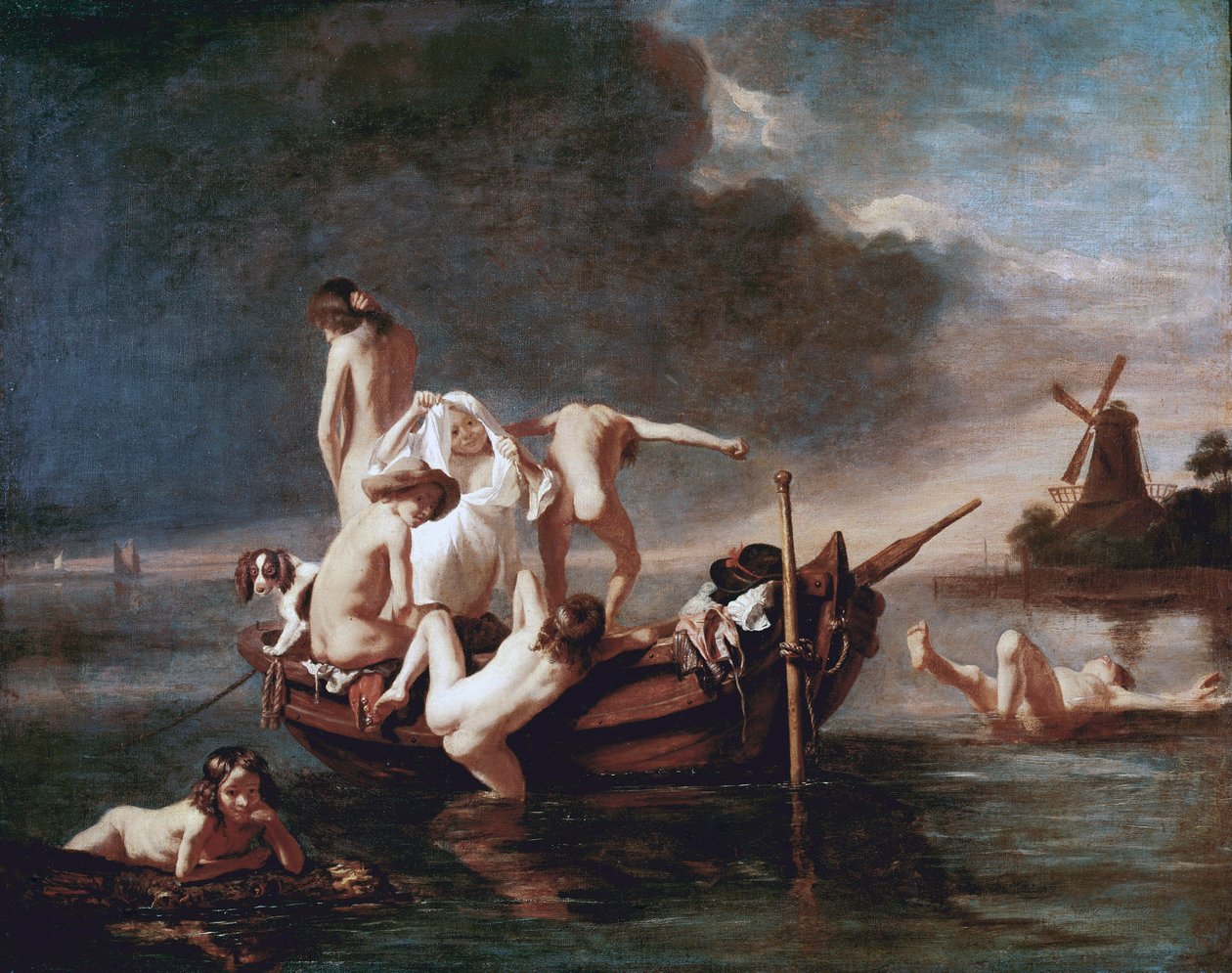 Bading (olje på lerret av Nicolaes Maes