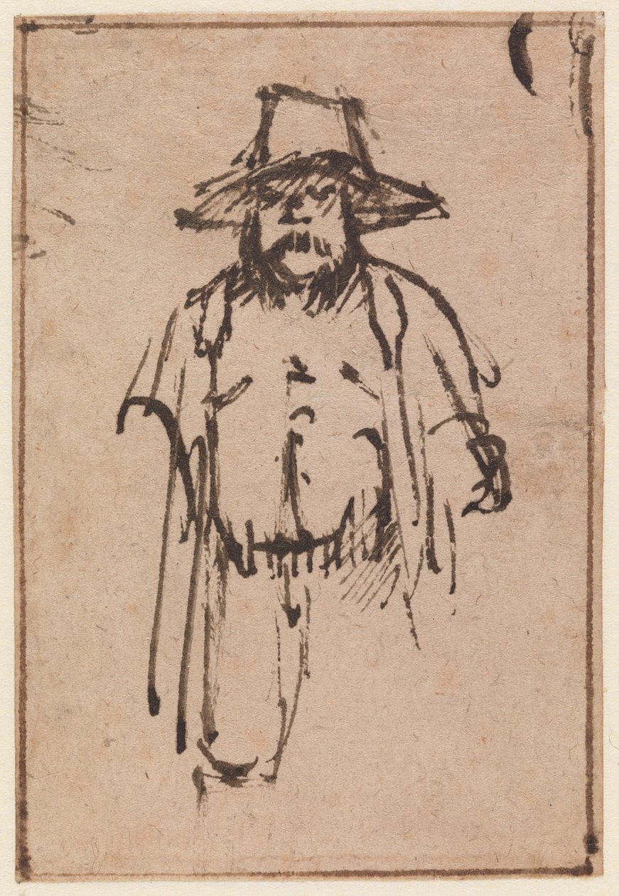 En stående mann med bredbremmet hatt av Nicolaes Maes
