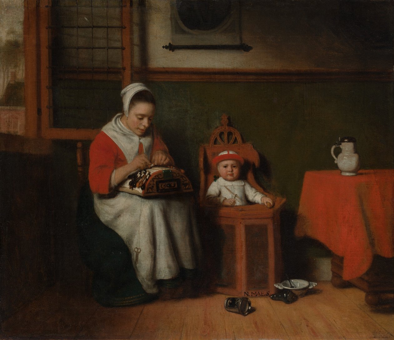 Blondemakeren, ca. 1656. av Nicolaes Maes