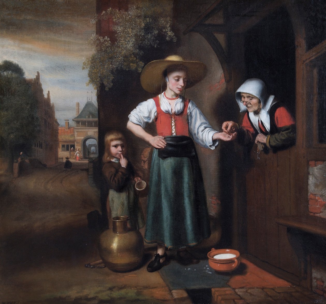 'Melkekvinnen', 1655-1659 av Nicolaes Maes