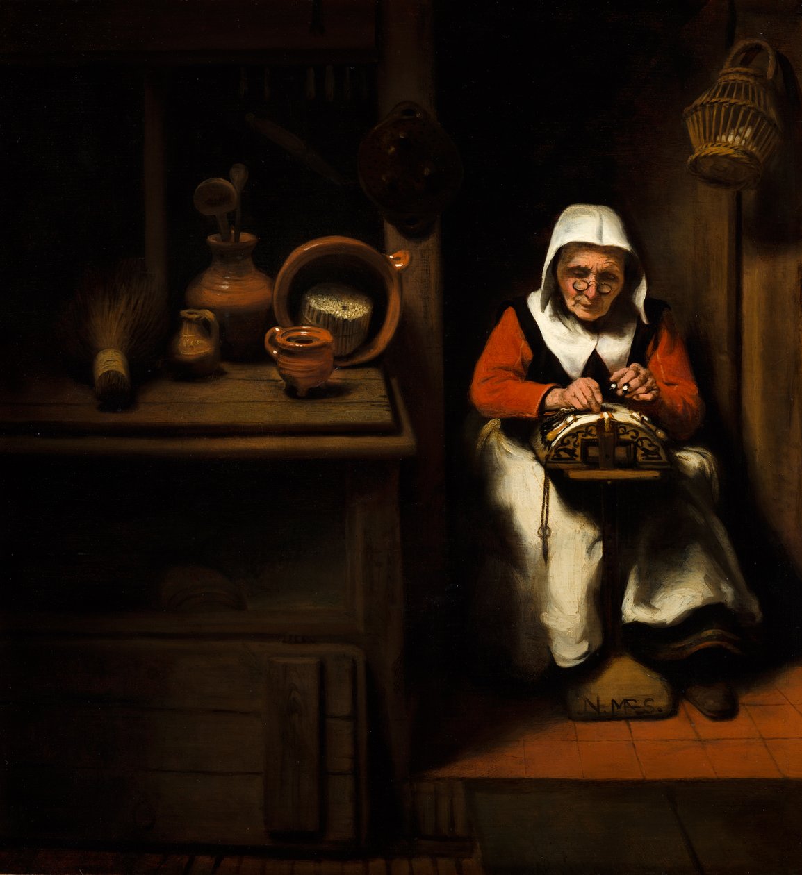 Den gamle knipleren av Nicolaes Maes