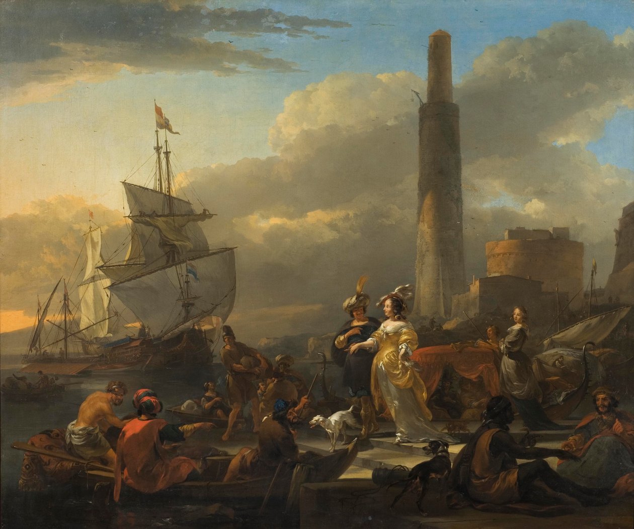 En havnescene, ca. 1665 av Nicolaes Pietersz. Berchem