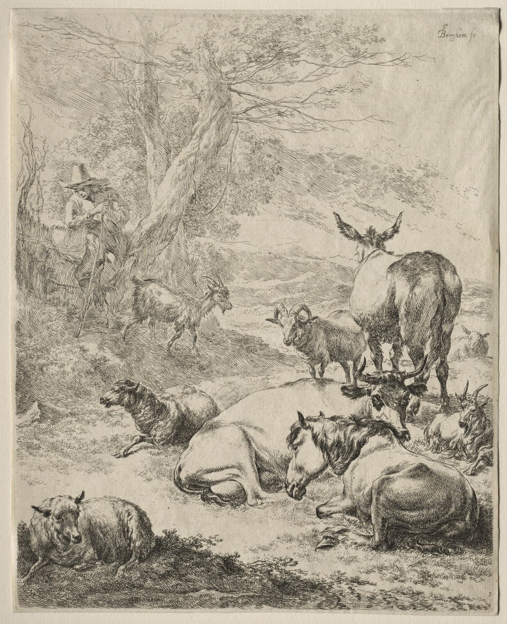 Dyr i ro. av Nicolaes Pietersz. Berchem