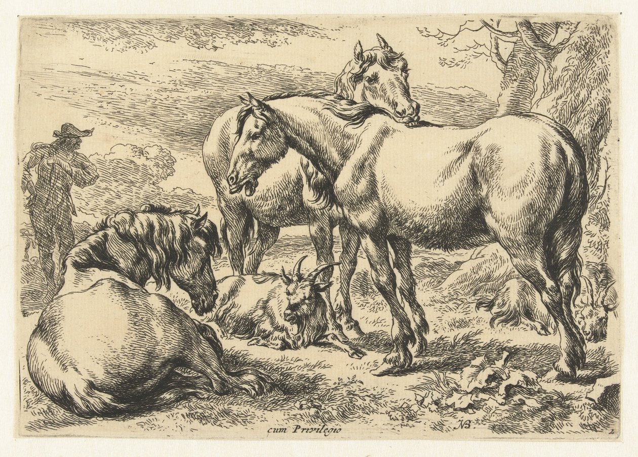 Tre hester Dyr (serietittel) av Nicolaes Pietersz Berchem