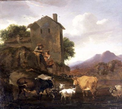Gjeter med storfe og geiter av Nicolaes Pietersz. Berchem