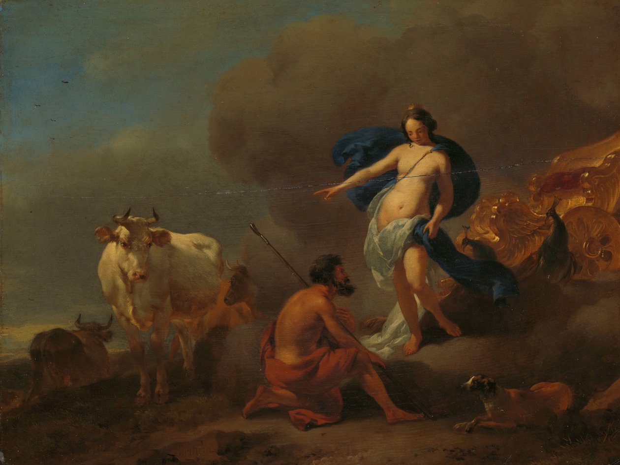 Juno beordrer Argus til å holde øye med Io av Nicolaes Pietersz Berchem
