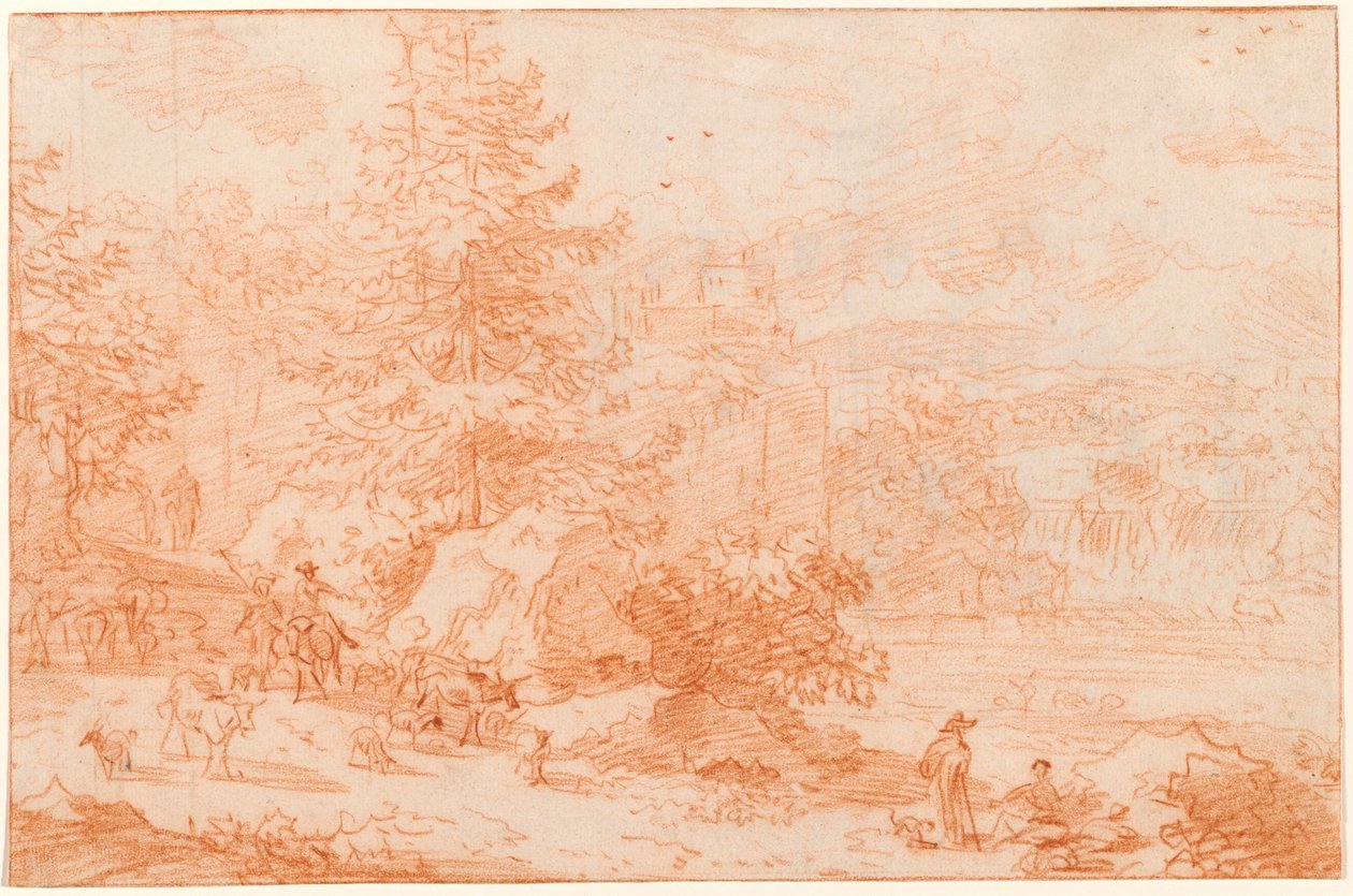 Northern Landscape Fantasy Evoking Tivoli av Nicolaes Pietersz Berchem