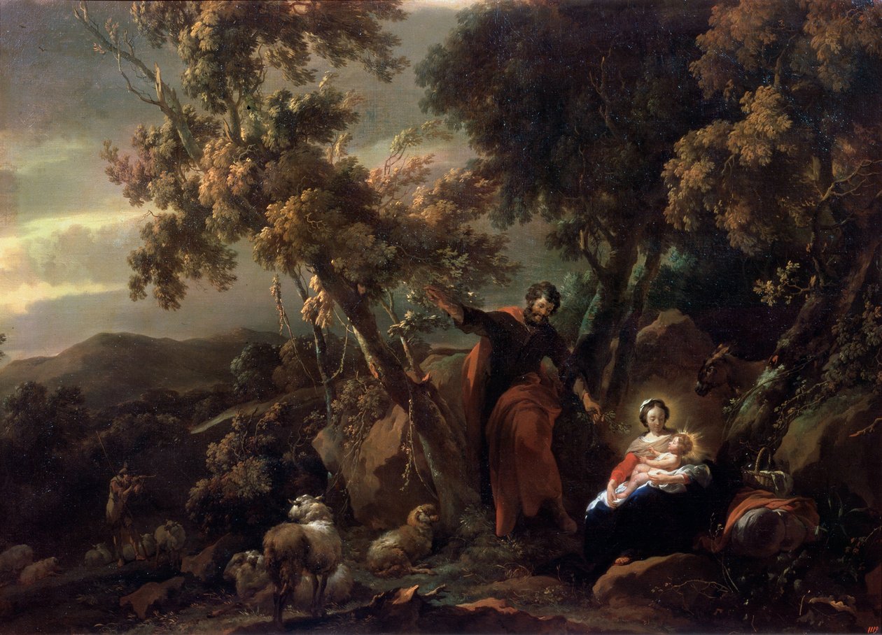 Hvil på flukten til Egypt, 1600-tallet. av Nicolaes Pietersz. Berchem