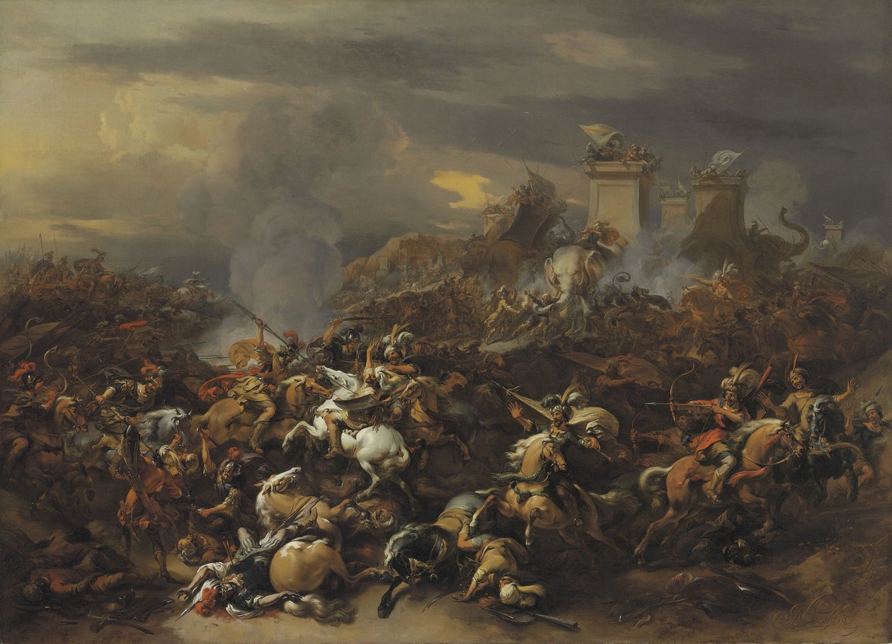 Kampen av Alexander den store mot kongen Porus av Nicolaes Pietersz. Berchem
