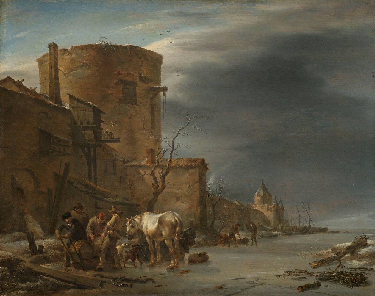 Bymuren i Haarlem om vinteren av Nicolaes Pietersz Berchem
