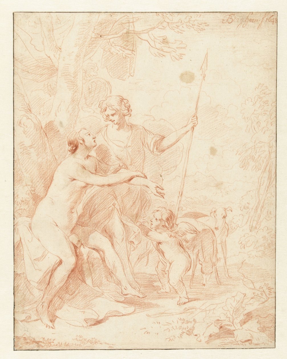 Venus, Adonis og Amor av Nicolaes Pietersz Berchem