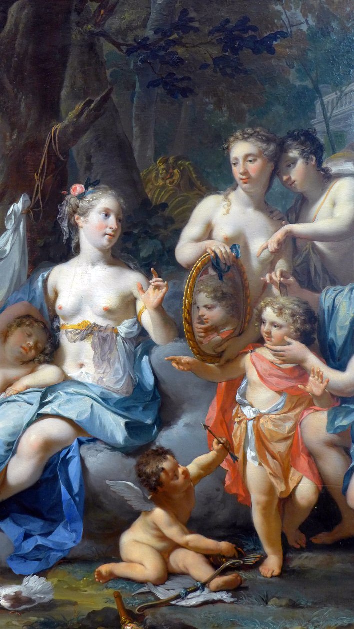 Sovende kjærlighet: detalj. 1700-tallet (olje på lerret) av Nicolaes Verkolje