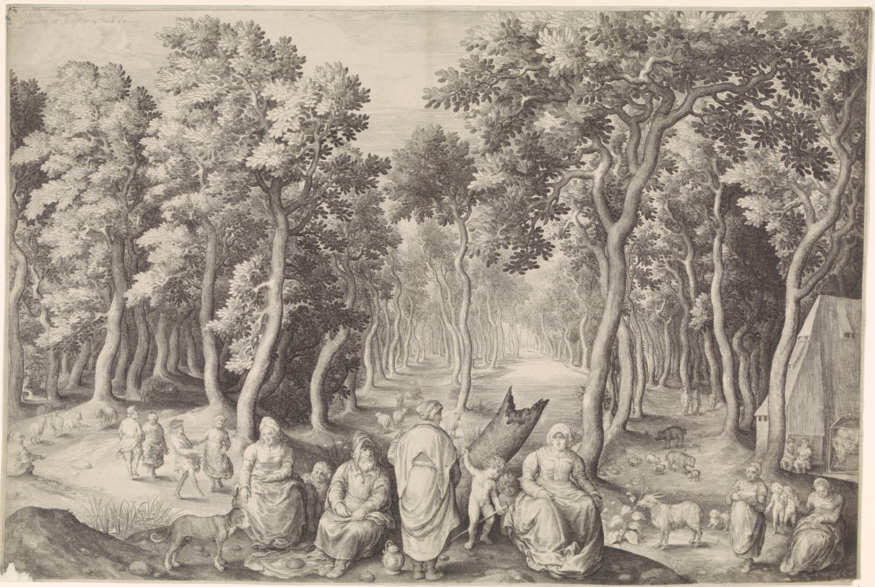 Bondefamilie i en skog av Nicolaes de Bruyn