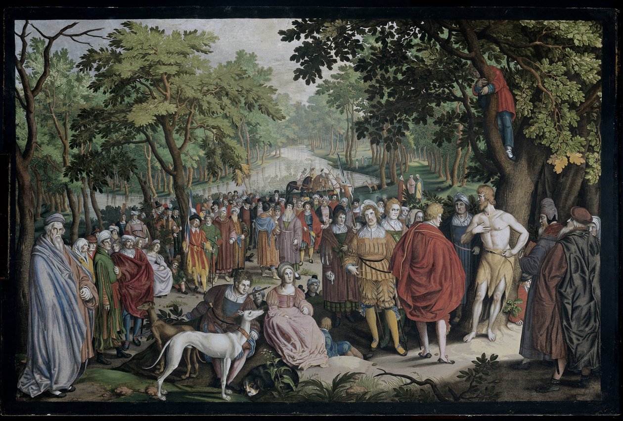 Forkynnelsen av døperen Johannes ved bredden av Jordanelven av Nicolaes de Bruyn
