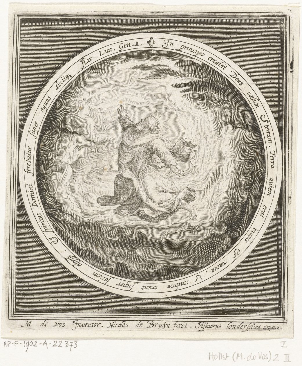 Første skapelsesdag: Gud skaper himmel og jord Fra skapelse til utvisning fra paradis (serietittel) av Nicolaes de Bruyn
