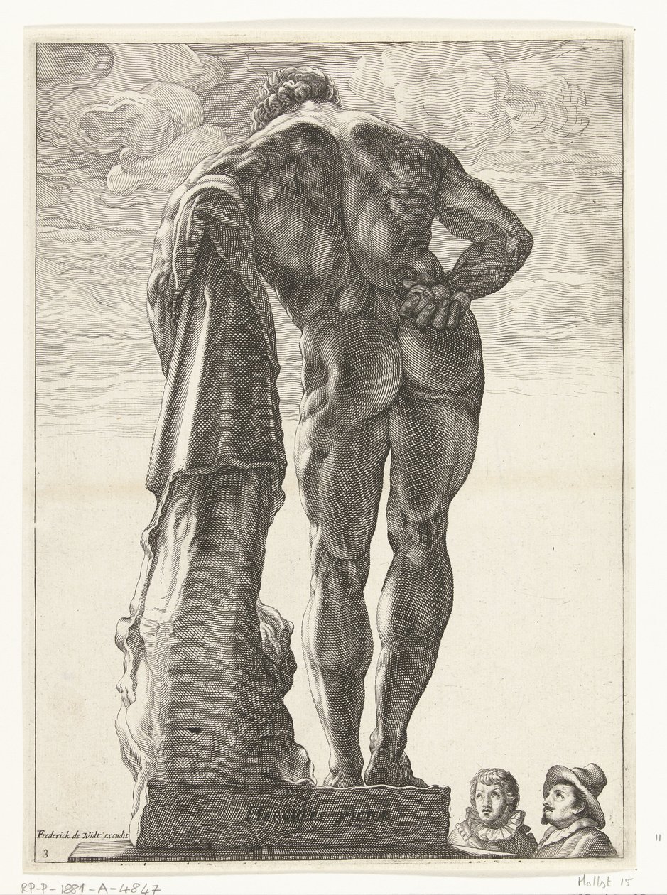 Hercules Farnese Hercules Victor (tittel på objekt) Tre antikke statuer i Roma etter Goltzius (serietittel) av Nicolaes de Bruyn