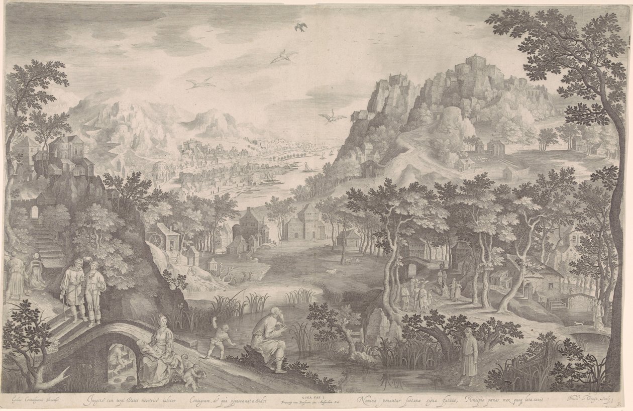 Hosea og den utro kvinnen i et landskap av Nicolaes de Bruyn