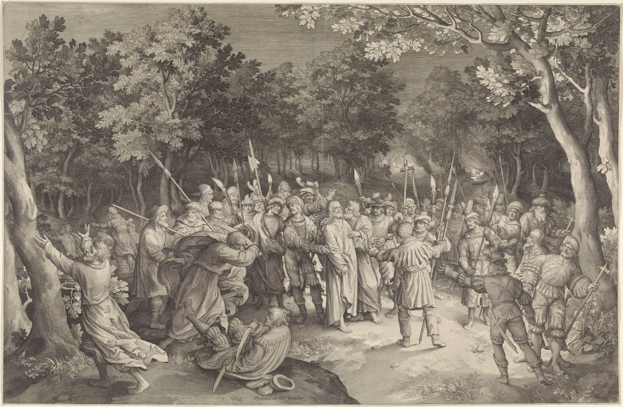 Judas kyss og arrestasjon av Kristus av Nicolaes de Bruyn