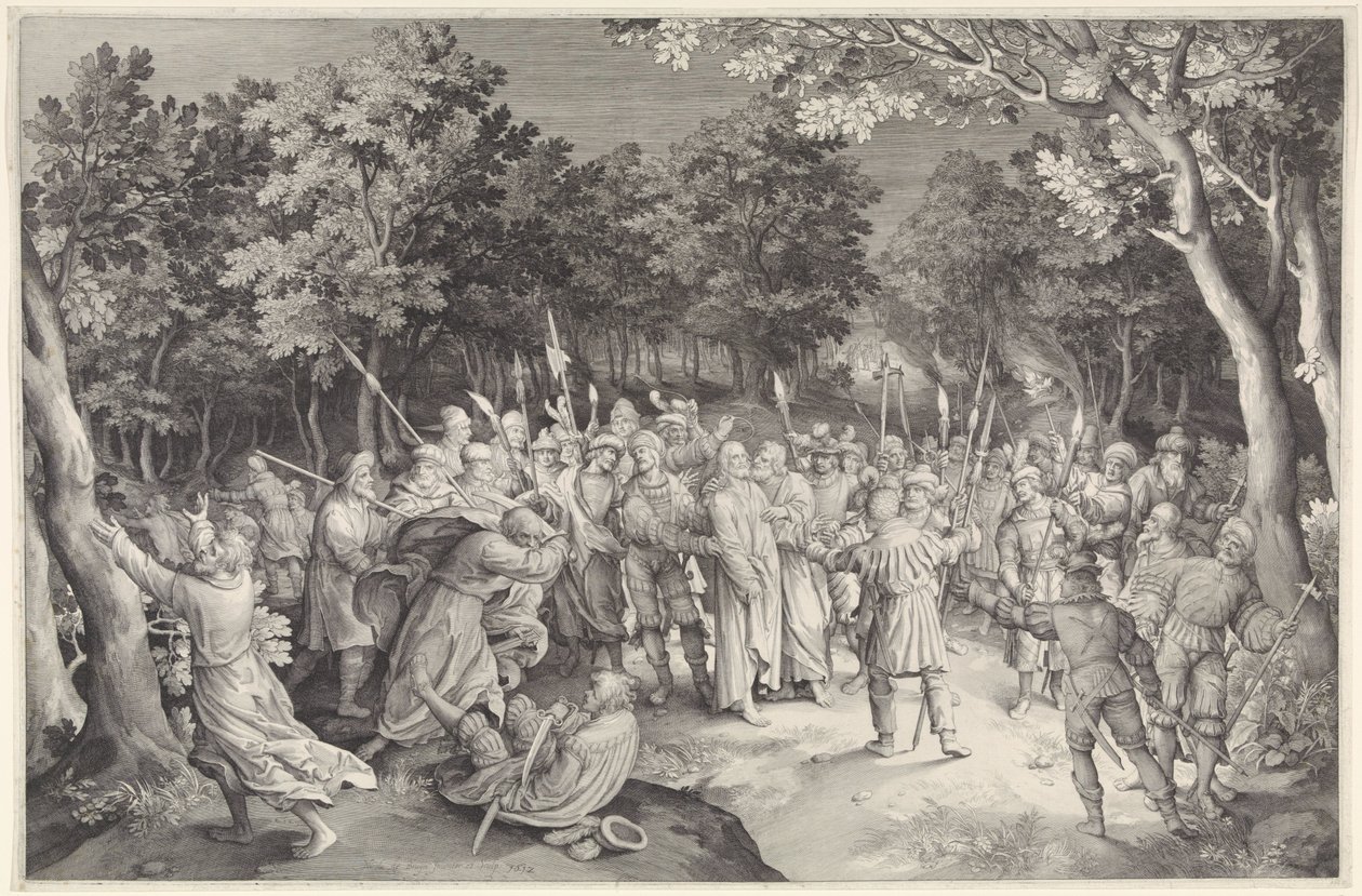 Judas kyss og arrestasjon av Kristus av Nicolaes de Bruyn