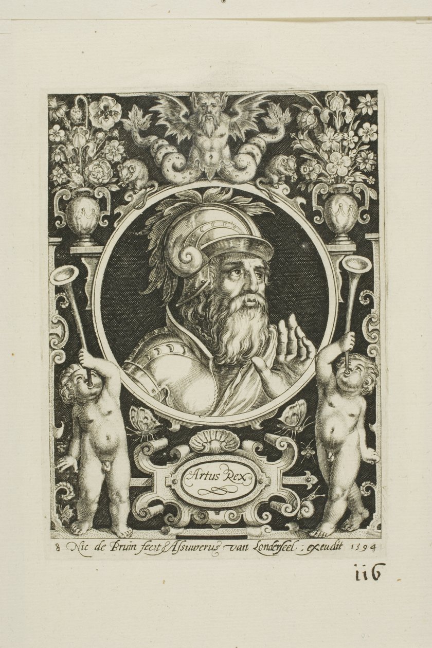 King Arthur, tallerken åtte fra The Nine Worthies av Nicolaes de Bruyn