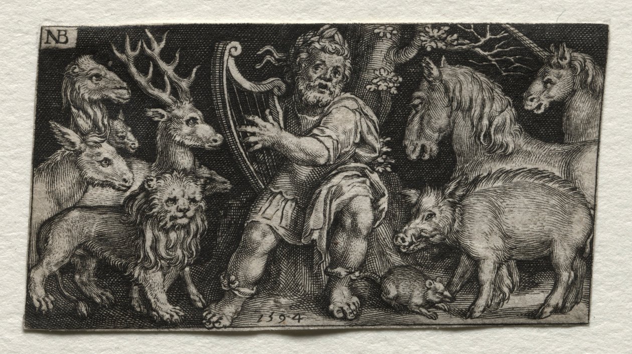Orpheus sjarmerer dyrene, 1594. av Nicolaes de Bruyn
