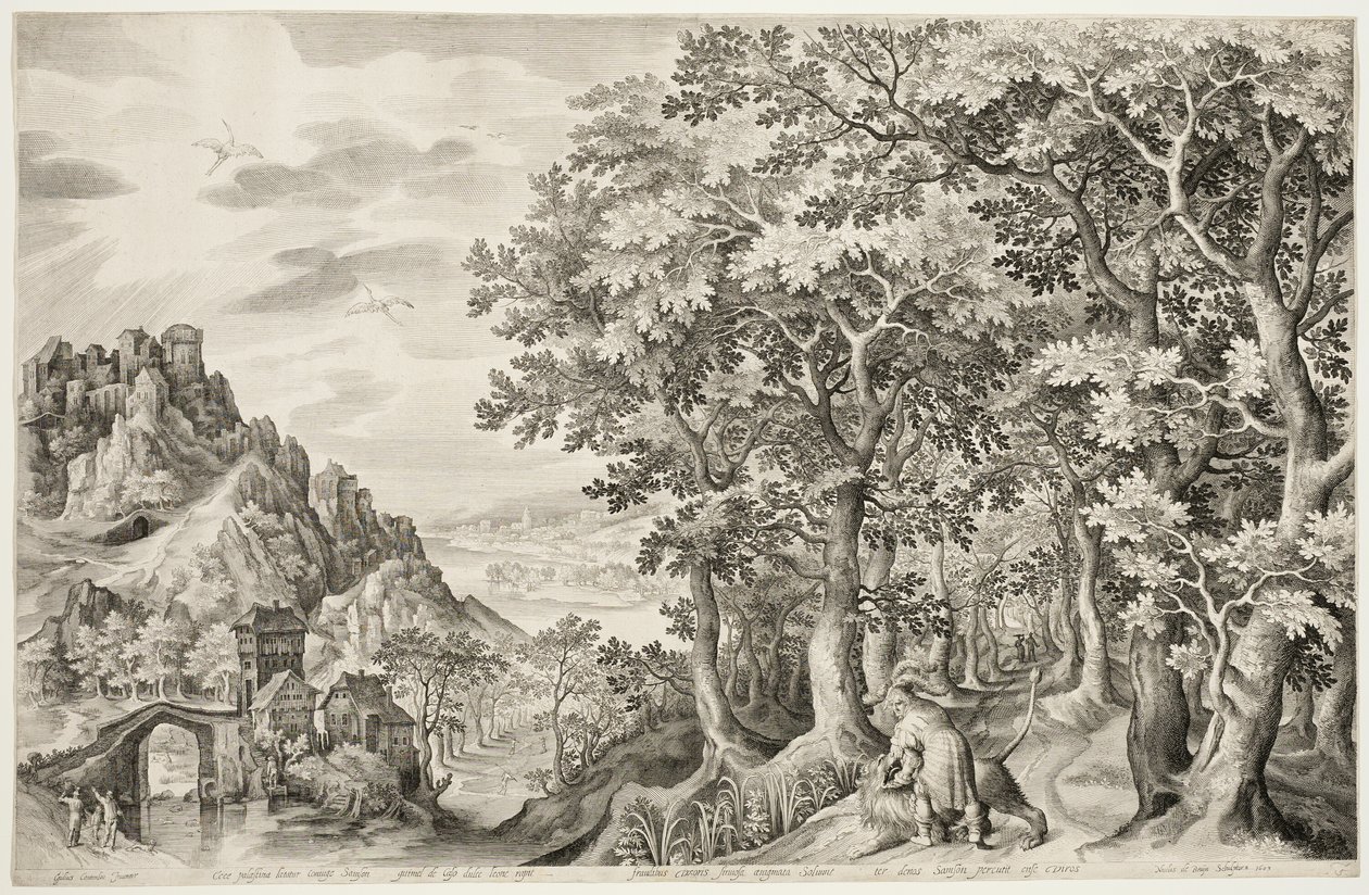 Samson dreper løven av Nicolaes de Bruyn