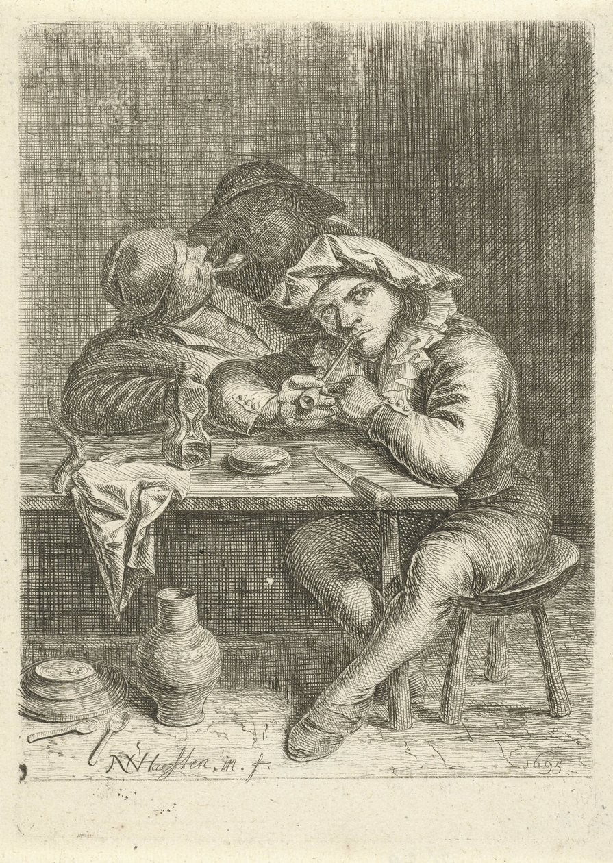 To røykere ved et bord av Nicolaes van Haeften
