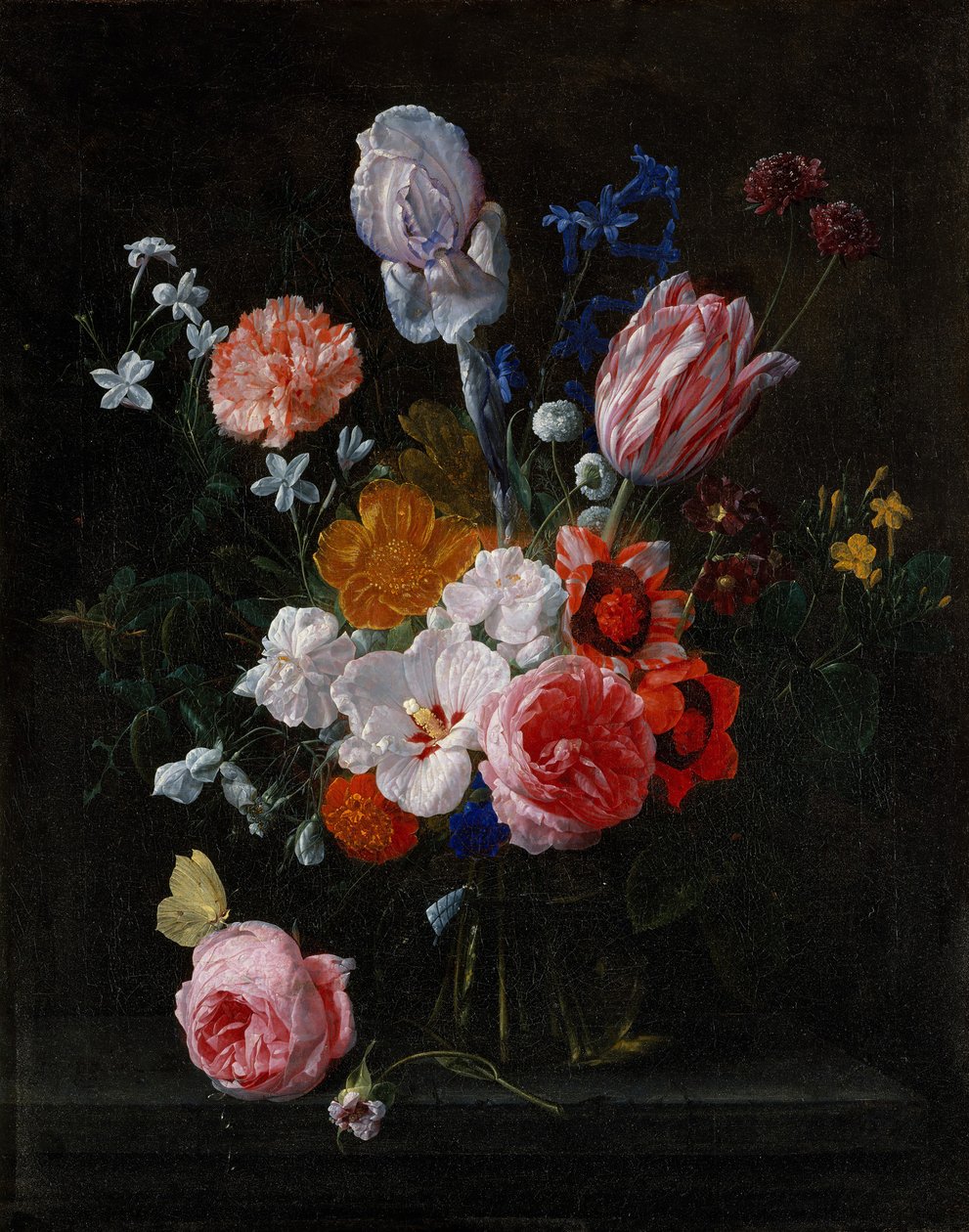 En bukett blomster i en krystallvase, 1662. av Nicolaes van Veerendael