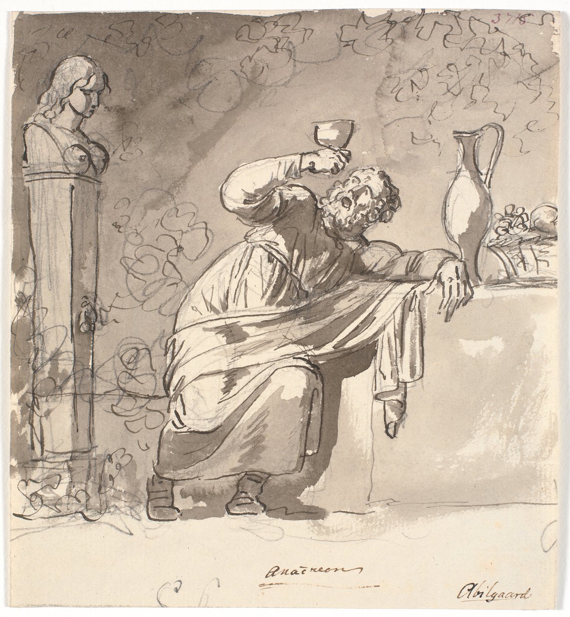 Anacreon, lent mot et bord med en hevet beger av Nicolai Abildgaard