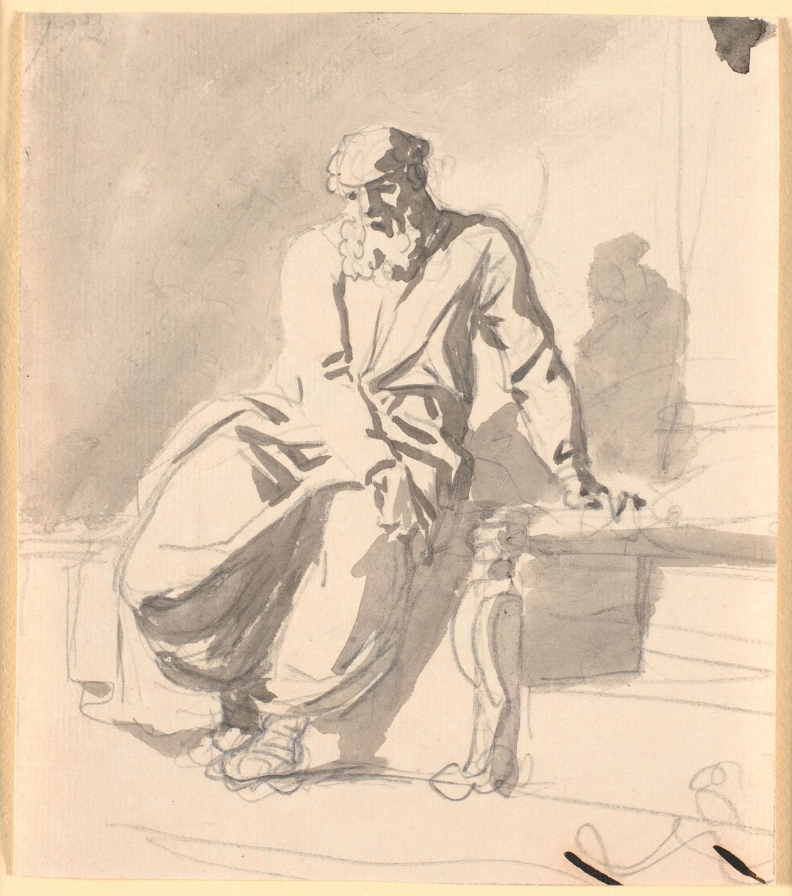 En sittende antikk mannsfigur, antagelig Anacreon av Nicolai Abildgaard