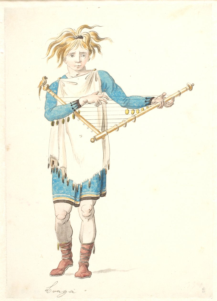 En ung mann med et strengeinstrument i hånden av Nicolai Abildgaard