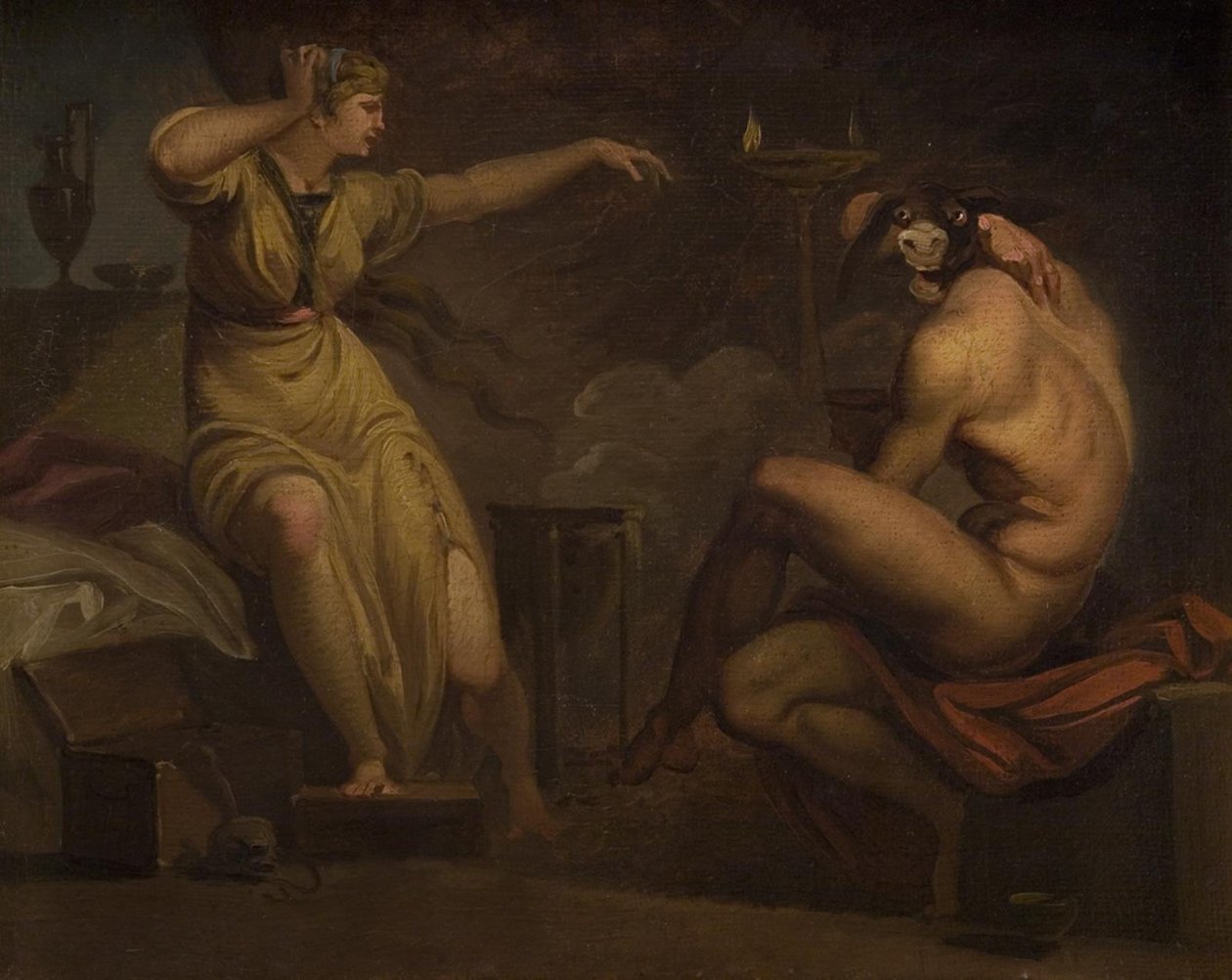 Fotis ser sin elsker Lucius forvandlet til en rumpe. Motiv fra Apeleius
