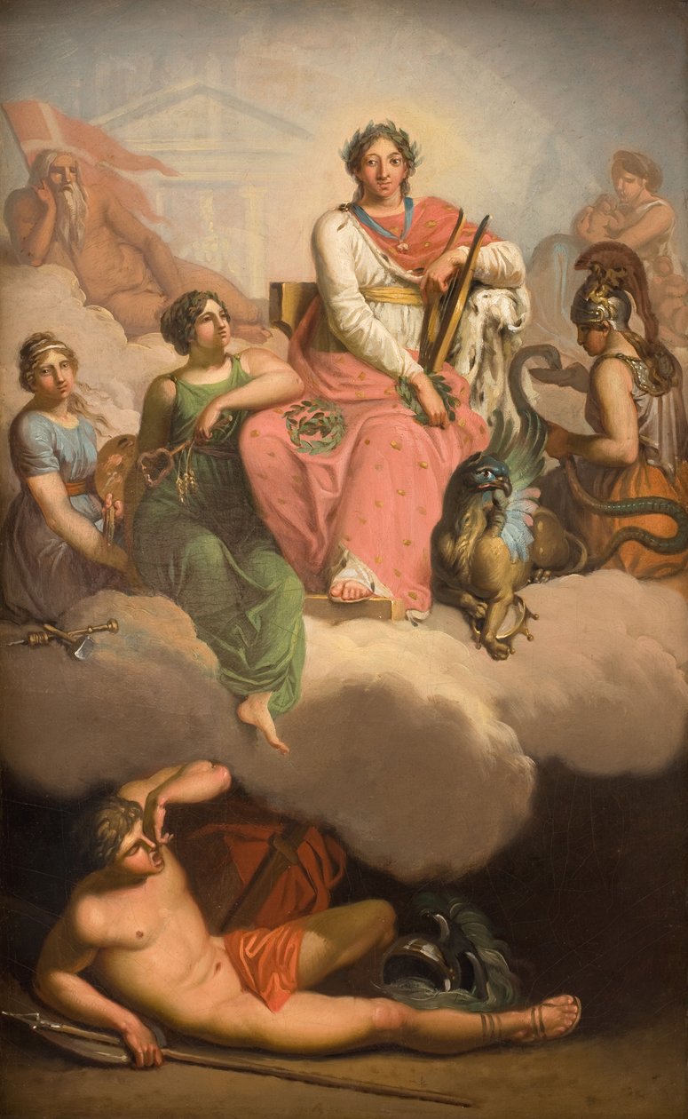 Frederik V som beskytter for vitenskap og kunst av Nicolai Abildgaard