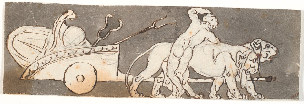 Fris med gutt ved vognen til Bacchus og Mars (eller Pluto) trukket av løver av Nicolai Abildgaard