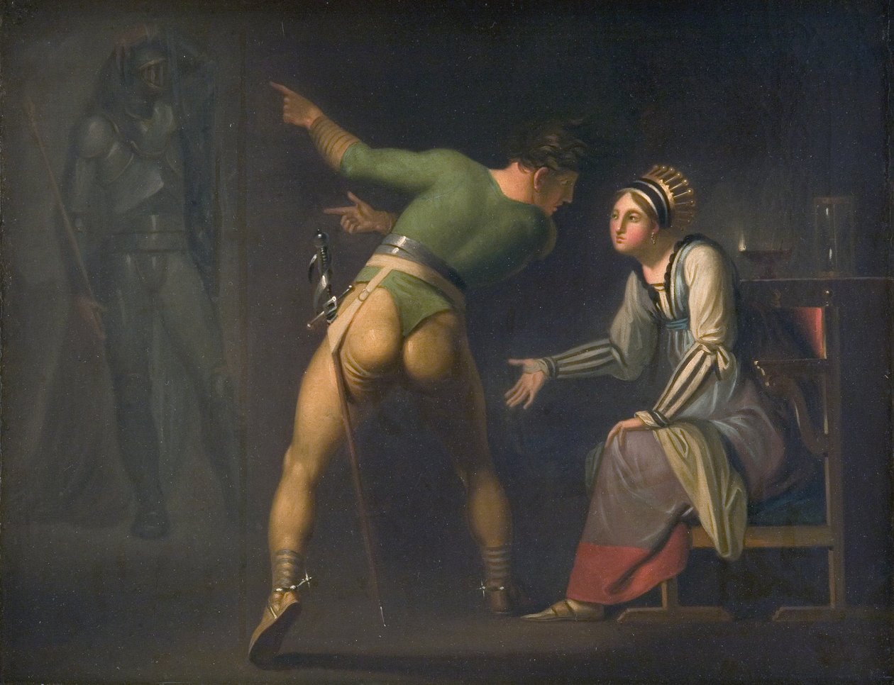 Hamlet og hans mor. Episode fra Shakspeares Hamlet av Nicolai Abildgaard