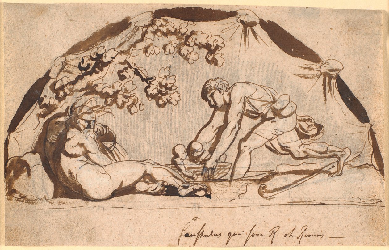 Hyrden Faustulus finner Romulus og Remus av Nicolai Abildgaard