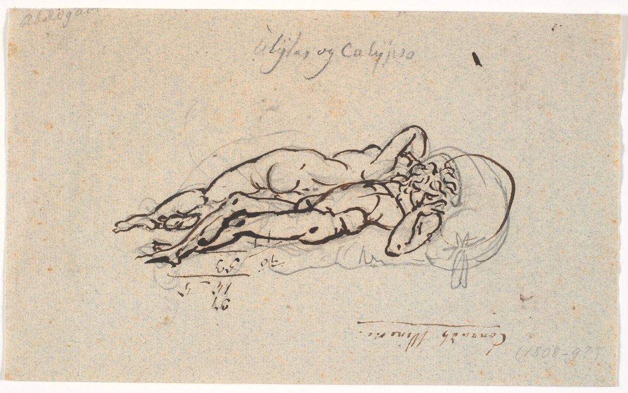 Odysseus og Calypso, liggende nakne på en seng av Nicolai Abildgaard