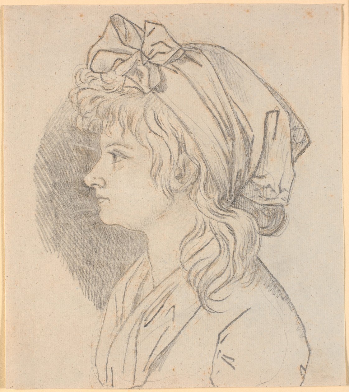Profilportrett av malerens andre kone Juliane Marie Abildgaard, født Ottesen. Forberedelse til portrett i Frederiksborgmuseet av Nicolai Abildgaard